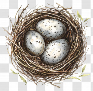 Bird Nest - Bird Nest With Speckled Eggs Transparent PNG