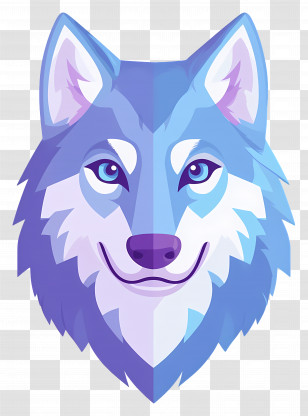 Wolf Head - Blue Cartoon Wolf With Bright Eyes Transparent PNG