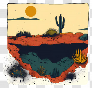 Soil Land - Desert Landscape With Cactus Transparent PNG