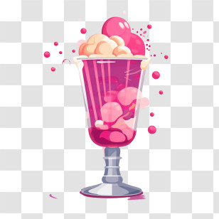 Milkshake - Colorful Ice Cream Sundae In Glass Transparent PNG