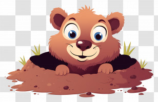 Groundhog Emerging From Hole - Playful Groundhog Peeking From Hole Transparent PNG