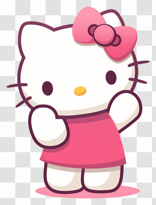 Hello Kitty - Hello Kitty In Pink Dress Cartoon Illustration Transparent PNG
