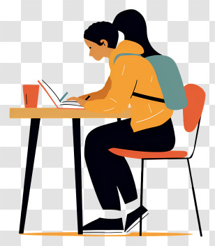 Student Studying - Student Studying At Desk Transparent PNG