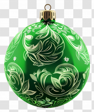 Green Ornamental Christmas Bauble - Green Christmas Ornament With Intricate Patterns Transparent PNG