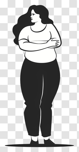 Woman Standing - Silhouette Of A Woman Standing With Arms Crossed Transparent PNG