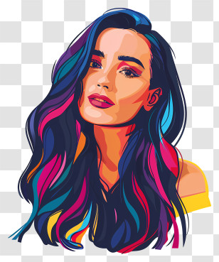 Katy Perry - Vivid And Colorful Digital Portrait Illustration Transparent PNG