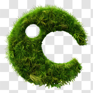 Green Grass - Green Crescent Symbol Made Of Grass Transparent PNG
