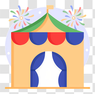 Carnival Circus Tent - Colorful Circus Tent With Fireworks Transparent PNG