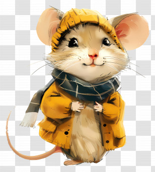 Cute Mouse - Cute Mouse In Winter Jacket Transparent PNG