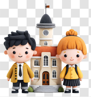 School Education - School Kids With Building Transparent PNG