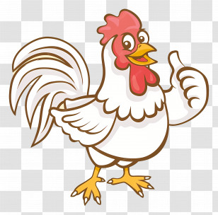 Chicken Cartoon - Cartoon Rooster Illustration Giving A Thumbs-Up Transparent PNG