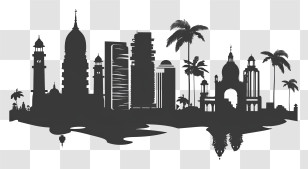 Bangalore - City Skyline Silhouette With Palm Trees Transparent PNG