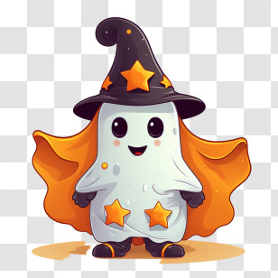 Ghost - Cute Ghost In Wizard Hat For Halloween Transparent PNG