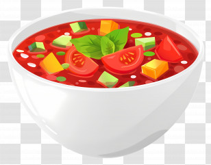 Gazpacho - Bowl Of Tomato Soup With Vegetables Transparent PNG