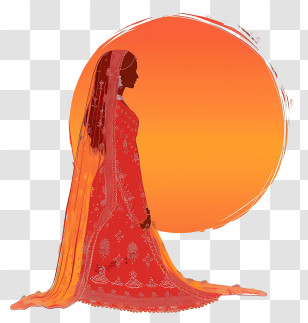 Karwa Chauth - Silhouette Of Bride At Sunset Transparent PNG