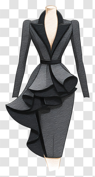Formal Attire For Woman - Elegant Black Dress Illustration For Fashion Design Transparent PNG