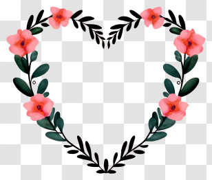 Cartoon - Heart Shaped Floral Wreath Decoration Transparent PNG