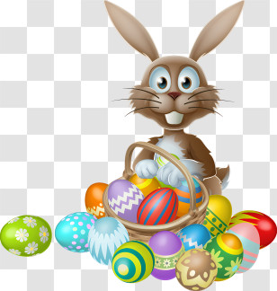 Egg - Easter Bunny With Colorful Eggs Illustration Transparent PNG