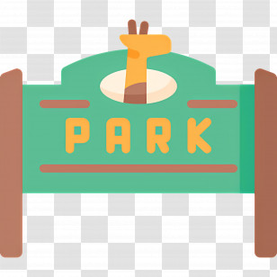 Zoo Park - Park Sign With Giraffe Transparent PNG