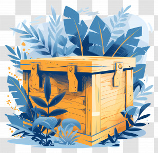 Cargo Wooden Box - Wooden Crate With Plants Transparent PNG