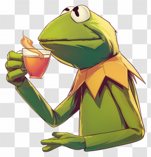 Kermit The Frog - Frog Sipping Tea Illustration Transparent PNG