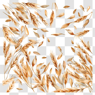 Scattered Oats - Golden Wheat Stems And Grains Illustration Transparent PNG