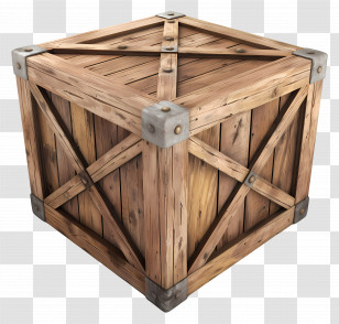 Cargo Wooden Box - Rustic Wooden Crate For Storage And Transport Transparent PNG