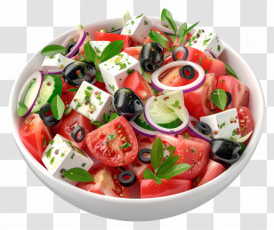 Greek Salad - Bowl Of Fresh Greek Salad With Feta Cheese Transparent PNG