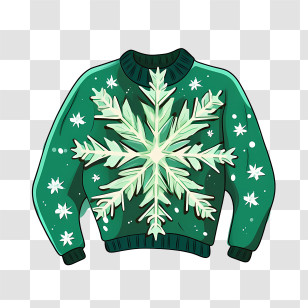 Christmas Sweater - Green Sweater With Snowflake For Winter Transparent PNG