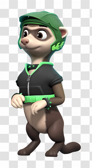 Paw Patrol - Cartoon Ferret In Green Helmet Transparent PNG