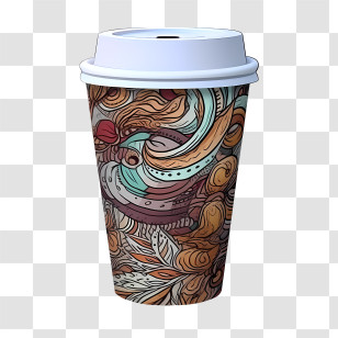 Paper Cup Mockup
 - Stylish Coffee Cup With Artistic Design Transparent PNG