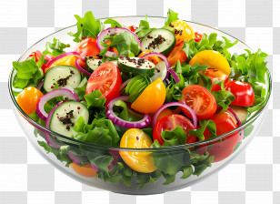 Vegetable Salad - Fresh Vegetable Salad In A Glass Bowl Transparent PNG