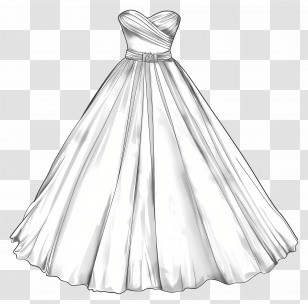 Strapless Wedding Dress - White Elegant Dress In Fashion Illustration Transparent PNG