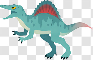 Cartoon - Cute Cartoon Style Blue Spinosaurus Transparent PNG