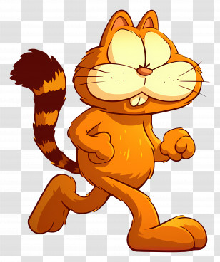 Garfield - Walking Orange Cat Cartoon Character Transparent PNG
