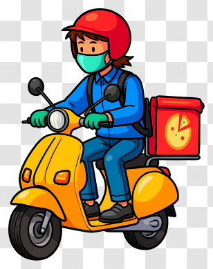 Food Delivery Service - Pizza Delivery Scooter With Rider Transparent PNG