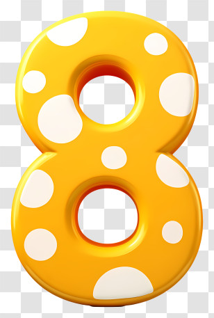 Number 8 Gold - Yellow Polka Dot Number Eight Transparent PNG