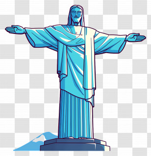 Christ The Redeemer - Illustration Of Christ The Redeemer In Blue Tones Transparent PNG