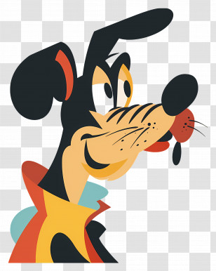 Goofy - Funny Cartoon Dog With Black Whiskers Transparent PNG