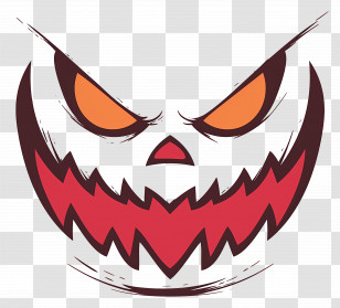 Scary Face - Evil Halloween Pumpkin Face Illustration Transparent PNG