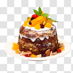 Christmas Pudding - Decorated Fruit And Nut Cake With Toppings Transparent PNG