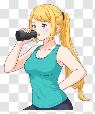 Woman Drinking Water - Girl Drinking Cartoon Illustration Transparent PNG