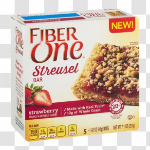 Fiber One Snacks Streusel Bars, Blueberry, 5 Count, 7.1 Ounce Breakfast Cereal Dietary Nutrition Facts Label - Strawberry - Bars Transparent PNG