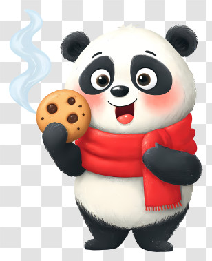 Panda Baking Christmas Cookies - Adorable Panda Enjoying Cookie Transparent PNG
