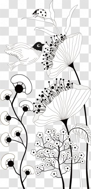 Black And White Decoupage Photography Illustration - Floral Design - Vector Material Transparent PNG