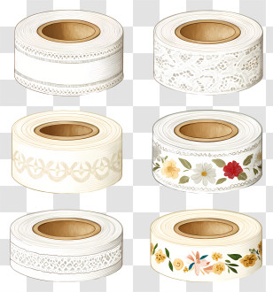 White Adhesive Tape - Decorative Floral And Lace Tape Rolls Transparent PNG