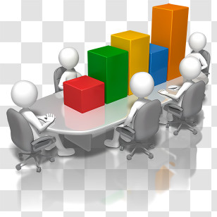 Stick Figure - Business Meeting With Bar Chart Blocks And Figures Transparent PNG