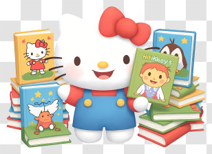 Hello Kitty Reading - Hello Kitty Reading Books Transparent PNG