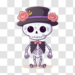 Halloween Skeleton - Skeleton With Top Hat And Roses Transparent PNG
