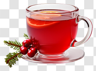 Hot Cocoa - Glass Cup With Red Drink And Berries Transparent PNG